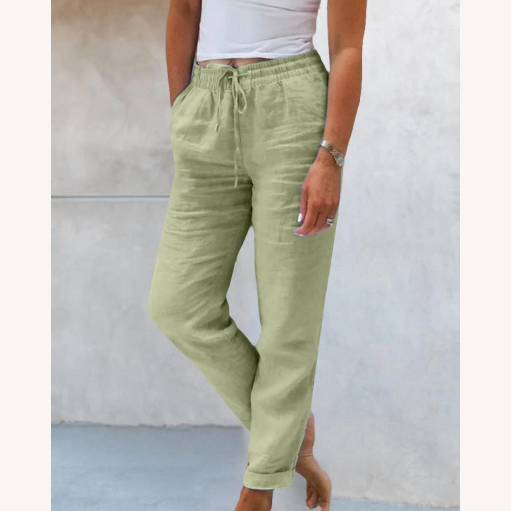 Pantalon droit décontracté pour femme en tissu confortable – Disponible en bleu, kaki, gris, blanc et vert