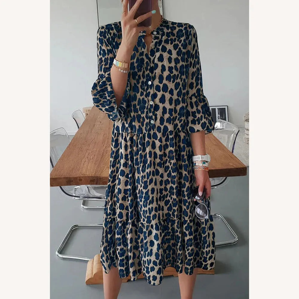 Robe de soirée élégante à motif léopard pour femmes – Silhouette ajustée et chic, idéale pour le printemps et l'été