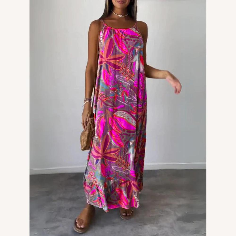 Variant image for Robe Longue Femme Imprimée Sans Manches en Bleu – Élégance Estivale et Confort-27