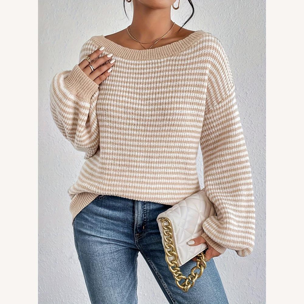 Pull ample pour femme en maille douce avec motif à carreaux – Confort et élégance pour l'hiver