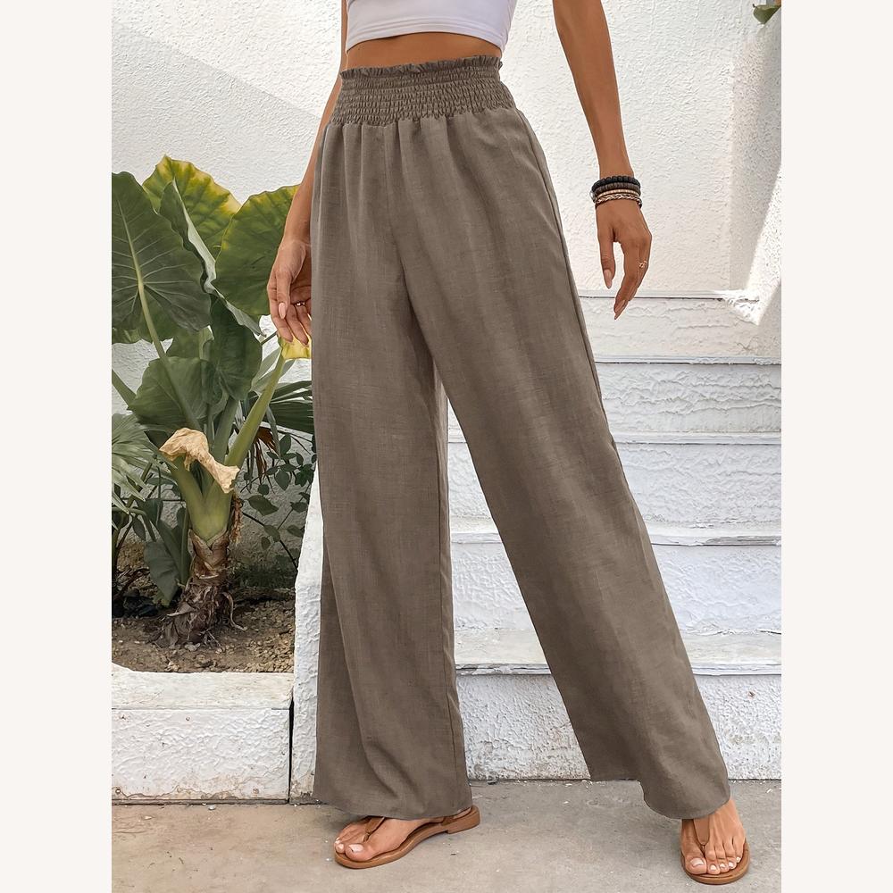Variant image for Pantalon Fluide Femme Beige Taille M Lin Décontracté-5