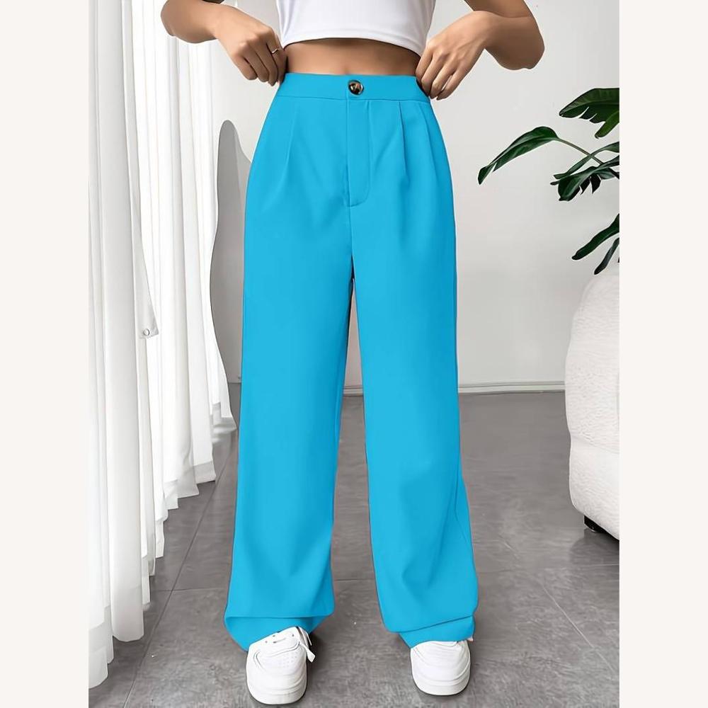 Pantalon fluide taille haute pour femme en tissu doux – Coupe ample et élégante, disponible en plusieurs couleurs