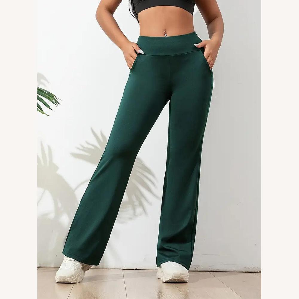 Pantalon de yoga pour femme à taille haute et taille élastique en tissu respirant – Confort optimal pour le sport et la détente