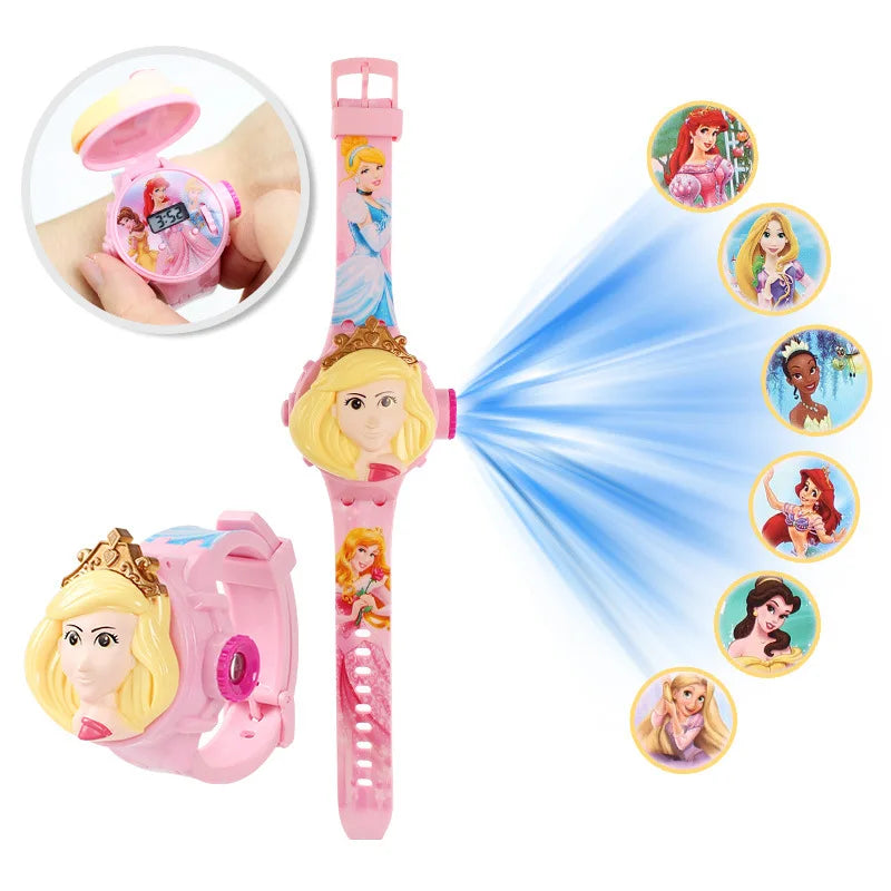 Montre enfantine en relief 3D avec affichage à diodes électroluminescentes – Modèles Licorne, Mickey et Stitch pour filles de 3 à 12 ans