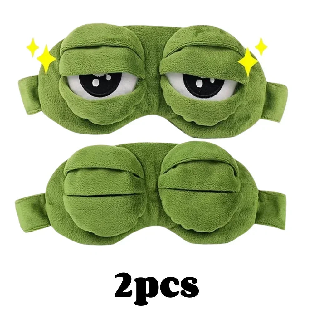 Masque de sommeil grenouille 3D - Douce ombre pour les yeux en dessin animé pour voyage et bureau