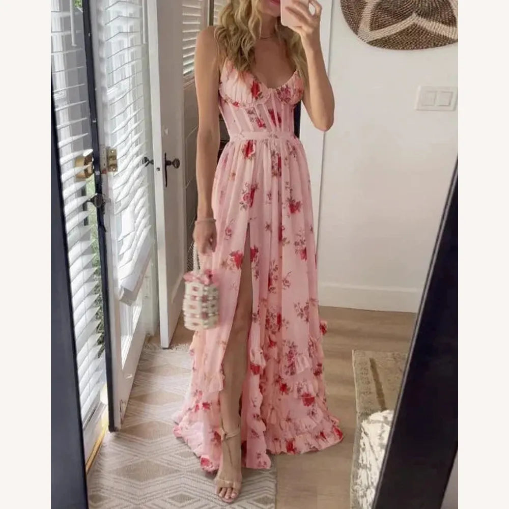 Robe de soirée élégante sans manches à imprimé pour femmes – Coupe flatteuse, confort optimal, idéale pour les événements formels