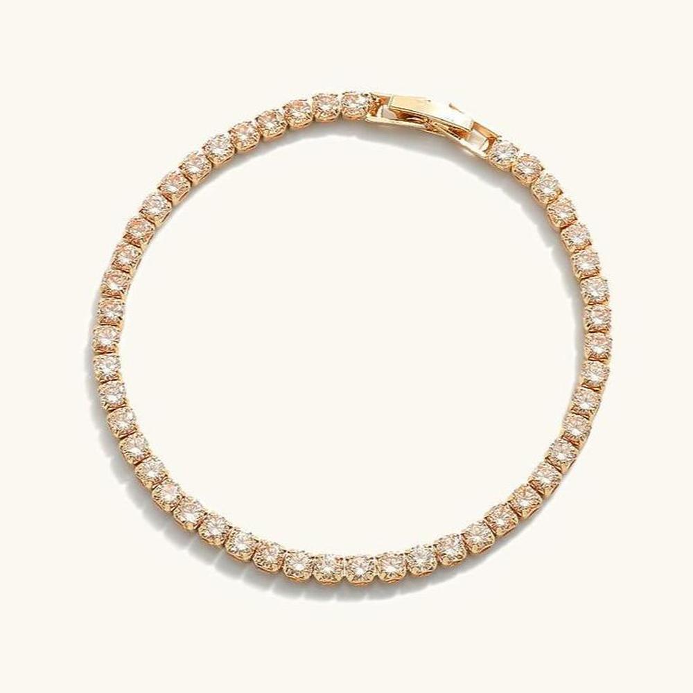 Women's 18 Carat Gold Bracelet Diamond Simulants 7 Inches Elegant