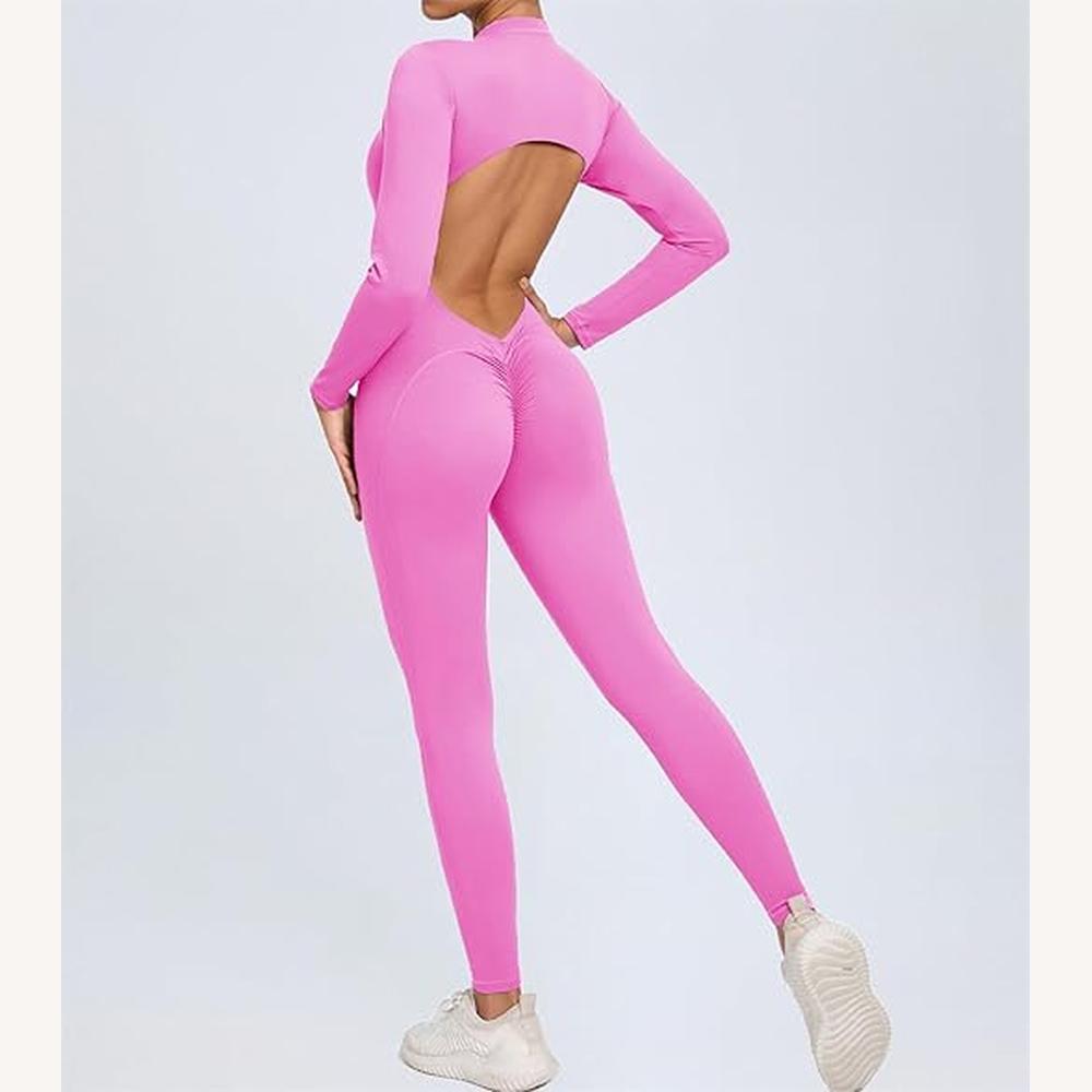 Variant image for Combinaison Femme Chic Dos Nu avec Manches Longues et Détails Froncés – Silhouette Ajustée et Tissu Extensible-13