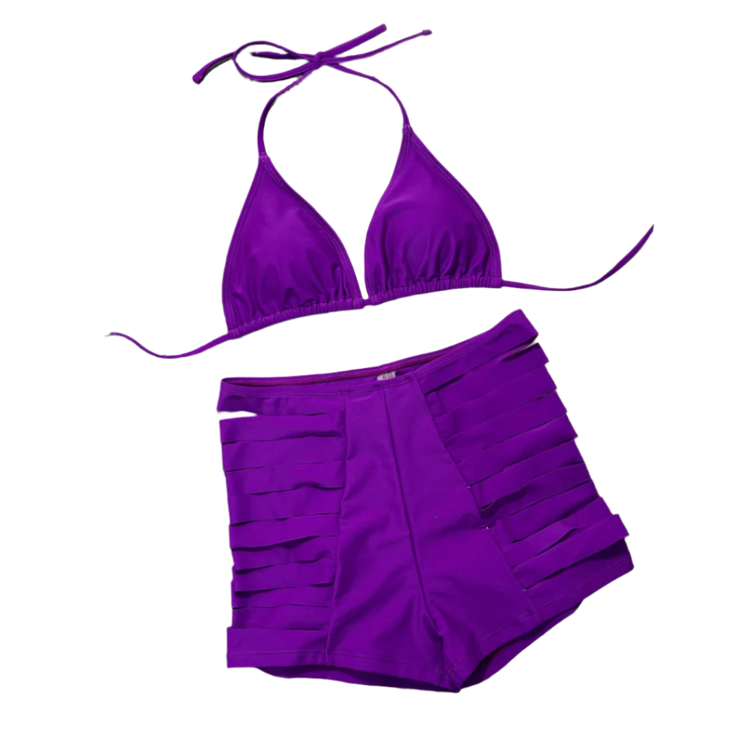 Bikini à bretelles nouées pour femme – Maillot de bain en nylon bohème chic, confortable et élégant, plusieurs tailles disponibles