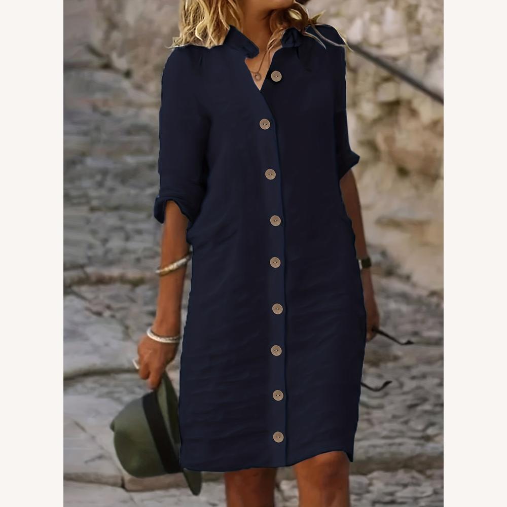 Robe mi-longue élégante boutonnée pour femmes en tissu léger – Style décontracté et confort optimal
