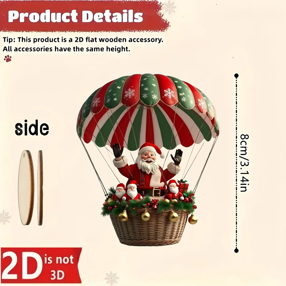 Montgolfières en bois pour Noël – 10 pendentifs en bois plats pour décoration d'arbre