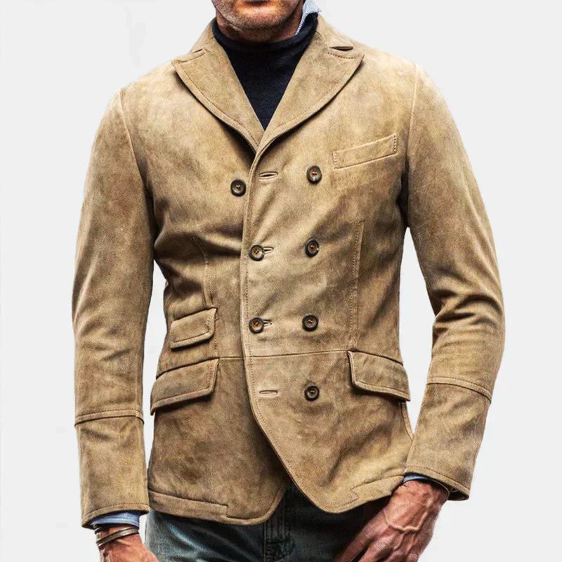 Men's Slim Fit Double-Breasted Blazer in Structured Fabric for Autumn – Elegant and Versatile