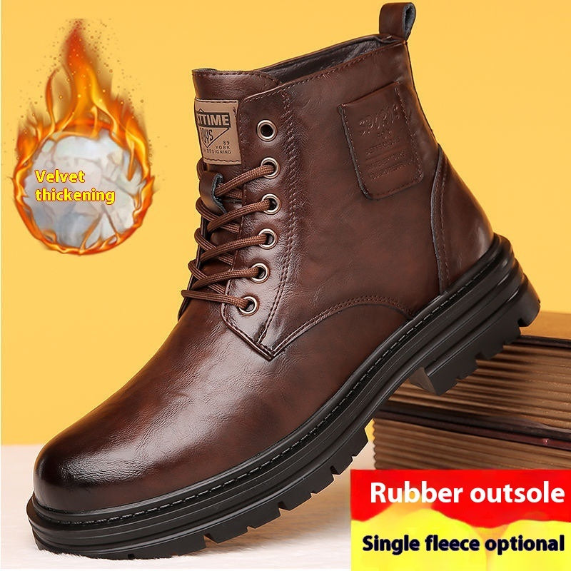 Insulated Mid-Calf Martin Boots in Microfiber for Men with Wool and Cashmere Lining – Winter Comfort