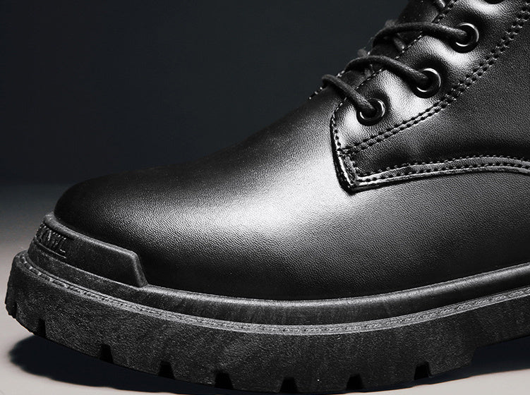 Insulated Martin Boots for Men in PU with Fleece Lining – Winter Style with Laces