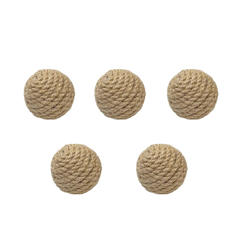 Balles sonores naturelles en sisal pour chats - Ensemble de 5 jouets interactifs pour chatons, diamètre 4,5 cm