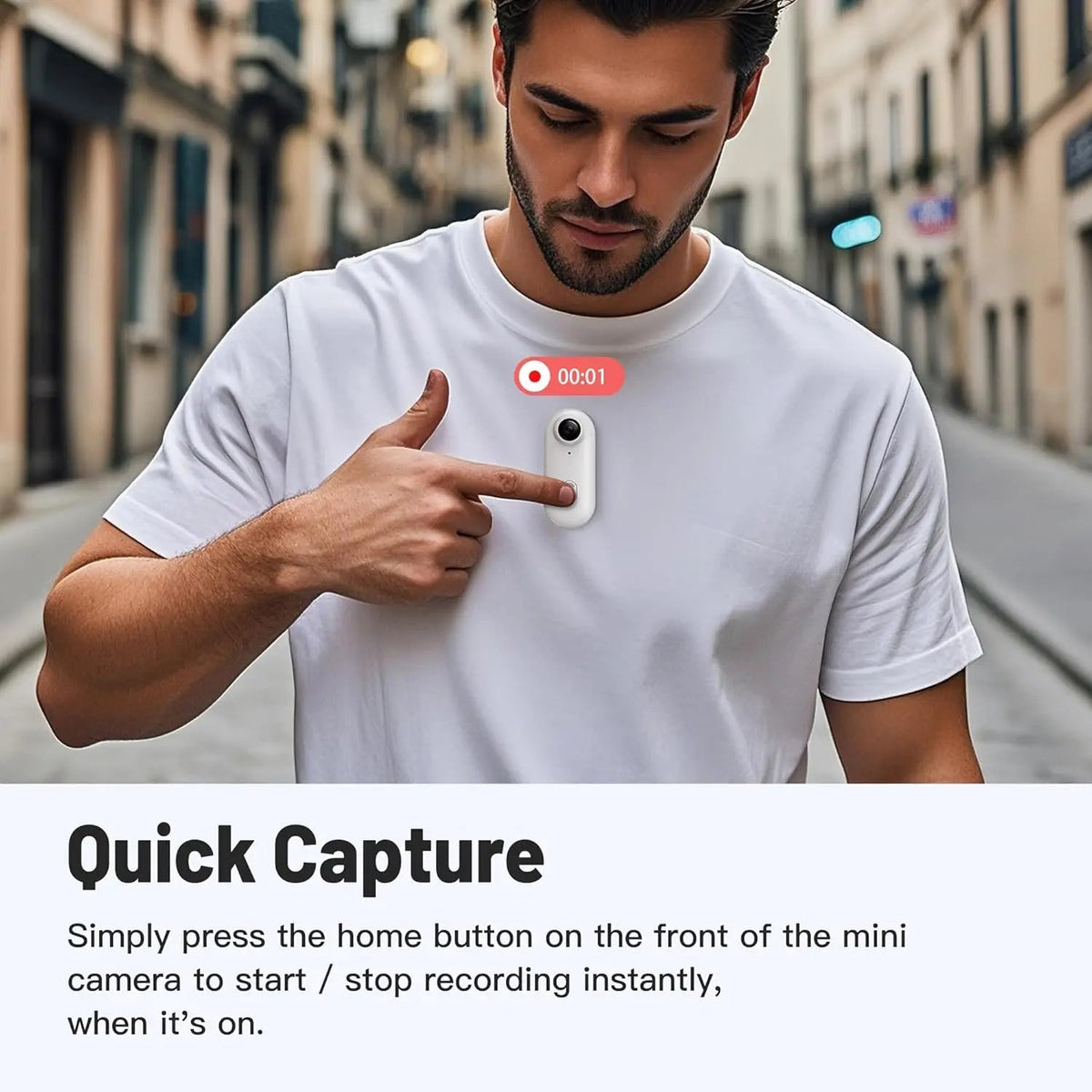 Mini caméra d'action WiFi 1080P portable – Enregistreur vidéo pour enfants, fonctionnement mains libres