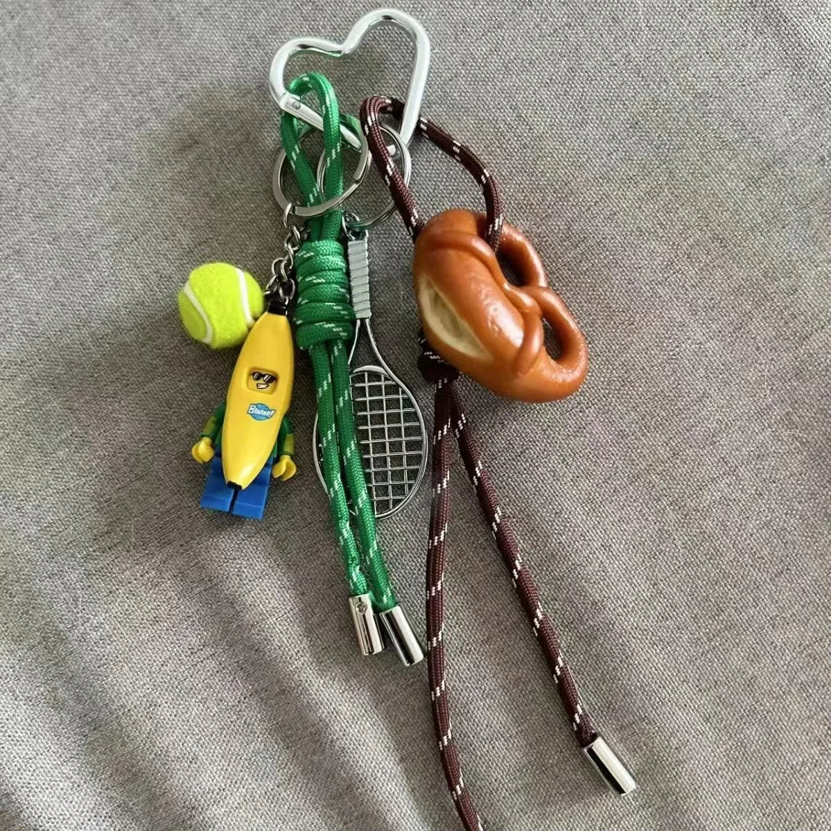 Braided Leather Charm for Bag with Goat Leather Accents – Aesthetic and Playful Keychain Pendant