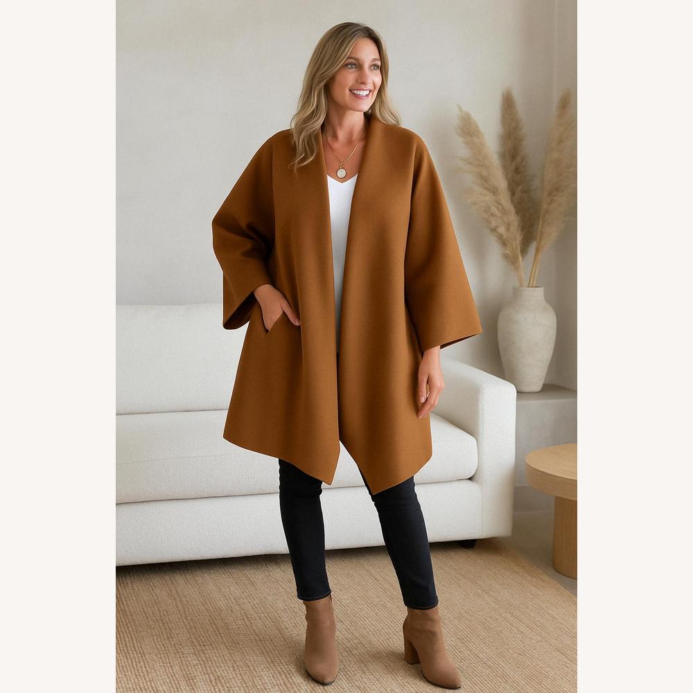 Women's Oversized Winter Coat in Soft Polyester - Elegant and Warm, Ideal for Autumn and Winter