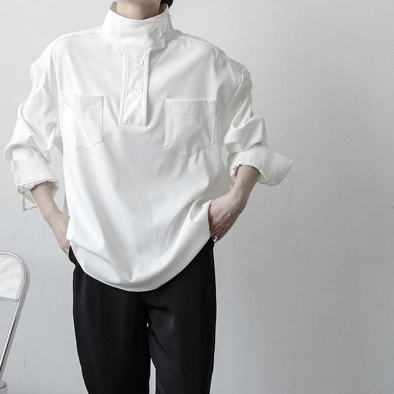 Men's Turtleneck Shirt in Polyester Casual with Pockets – Comfort and Elegance for All Occasions