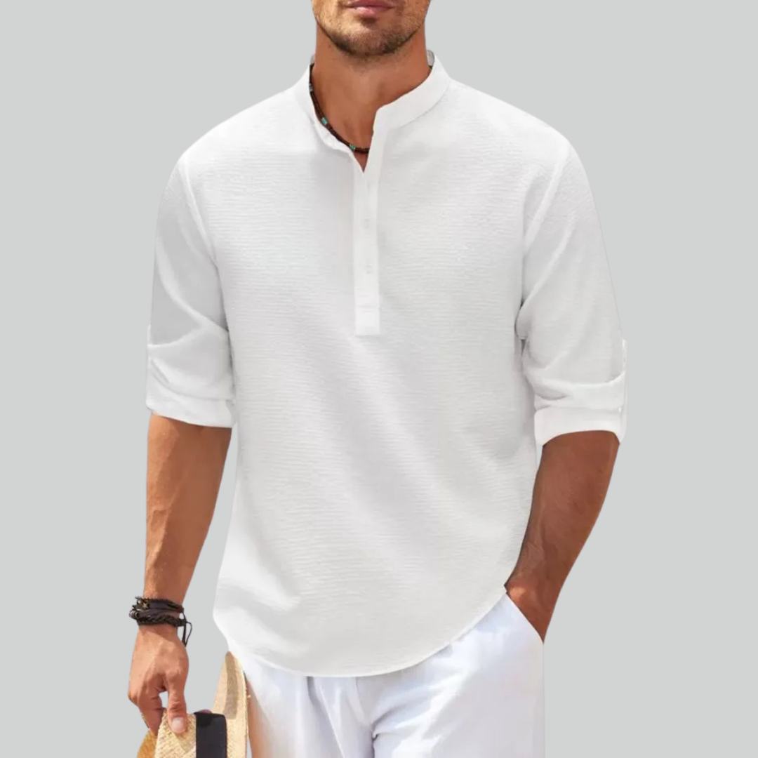 Chemise à manches longues en coton et lin pour hommes – Grandes tailles S-5XL, style décontracté