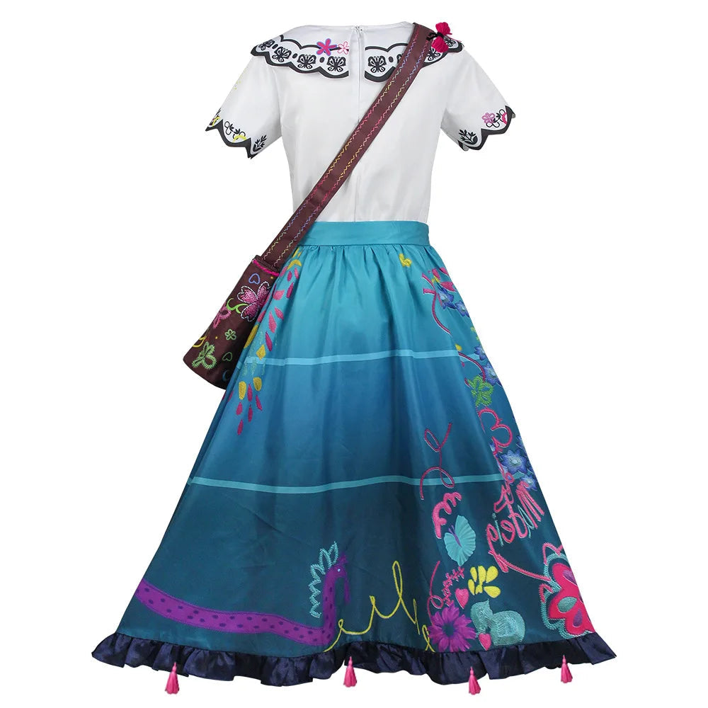 Costume de cosplay Mirabel Encanto avec perruque et accessoires inclus – Idéal pour la fête d'Halloween