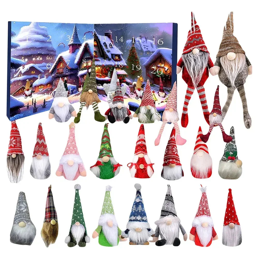 Plush Christmas Gnome Decoration - Festive Advent Calendar Set, Safe and Soft Fabric, Ideal for Your Party Decor