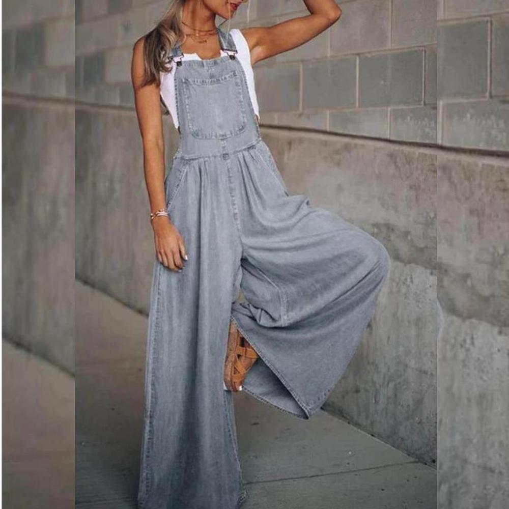 Variant image for Salopette Jean Femme Large Bleu Taille M Denim-11