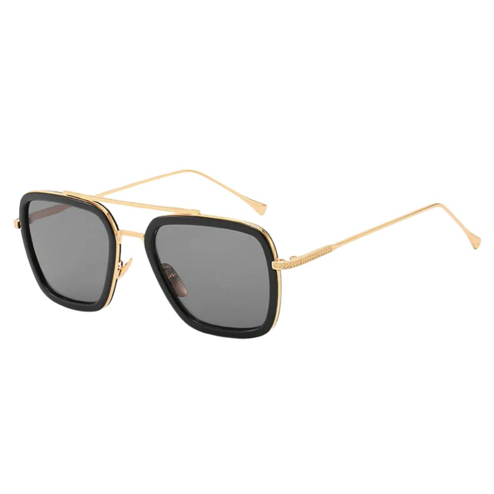 Women's Rectangular Sunglasses UV400 in Black Glass – Elegant and Comfortable Lightweight Resin Frame