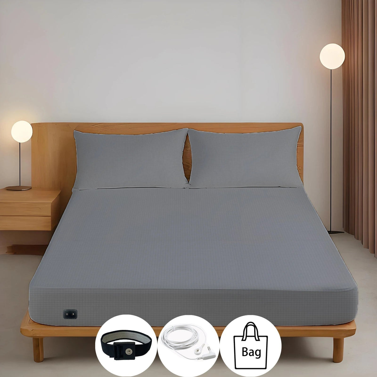 Drap-housse antistatique en fibre d'argent – Confort optimal et réduction des décharges électrostatiques, disponible en plusieurs tailles