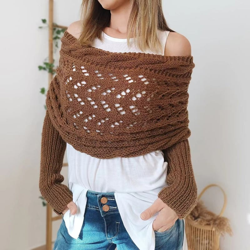 Écharpe en Tricot Ajourée pour Femme - Longue et Rectangulaire, Idéale pour l'Hiver 17