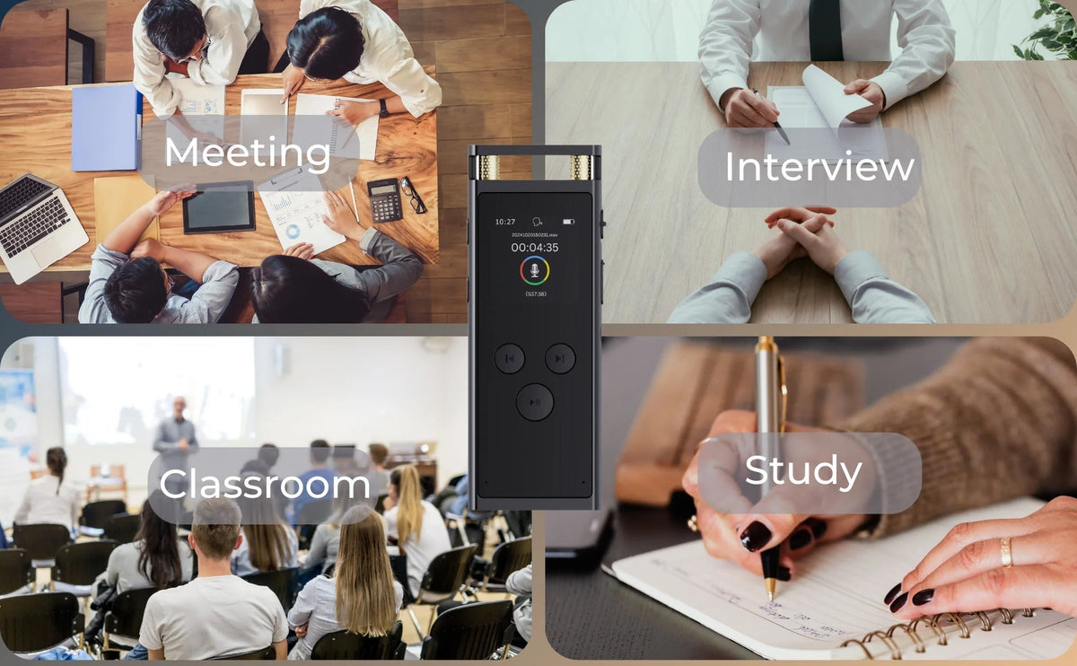 Enregistreur vocal intelligent 64 Go en aluminium avec transcription et activation vocale