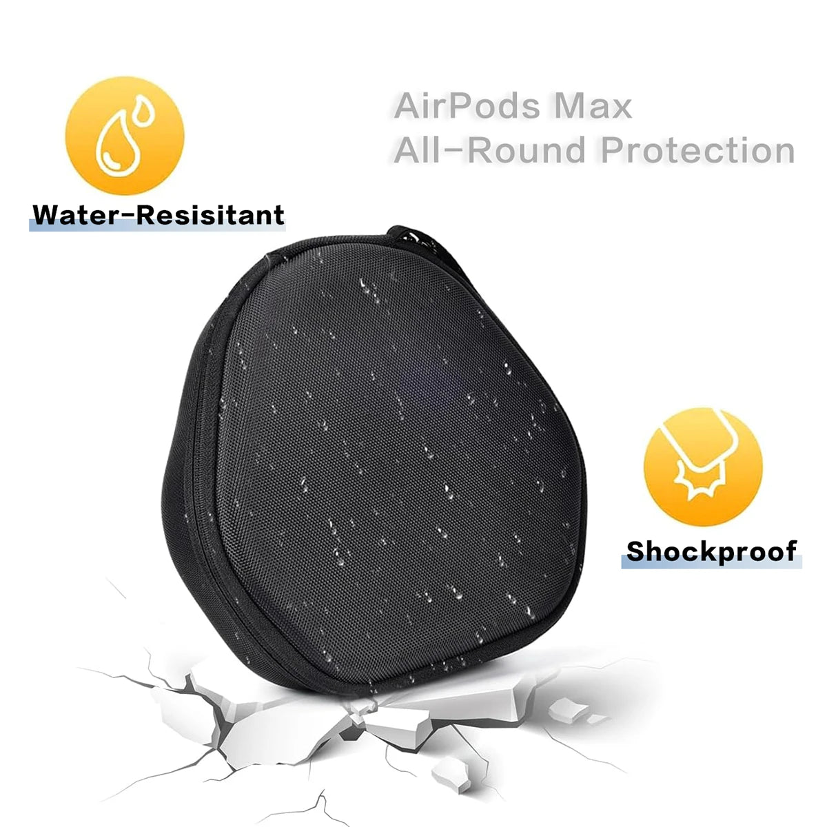 Hard Case for AirPods Max with Storage Pocket – Portable Travel Bag and EVA Protector with Velvet Lining