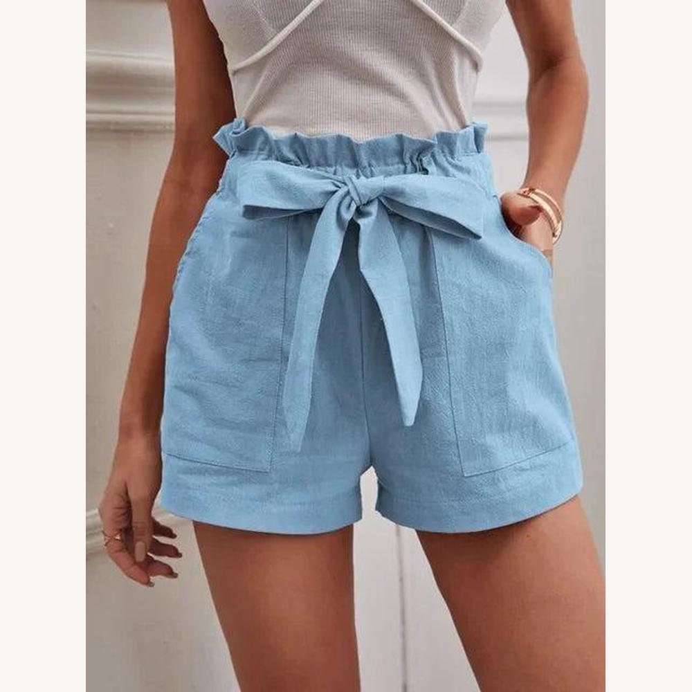 Variant image for Short en Jean Femme Taille Haute avec Ceinture Nouée – Élégance Estivale et Confort Optimal-43