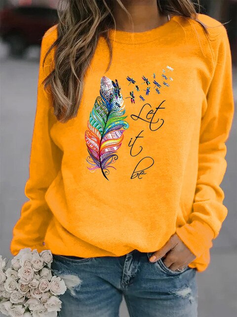 Felicity Women's Pullover | Feather Print, Cozy Knit