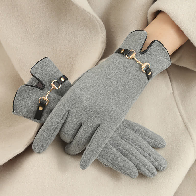 Gants Femme Coupe-Vent Élégants avec Boucle Décorative – Tissu Douillet et Bouts de Doigts Tactiles 7