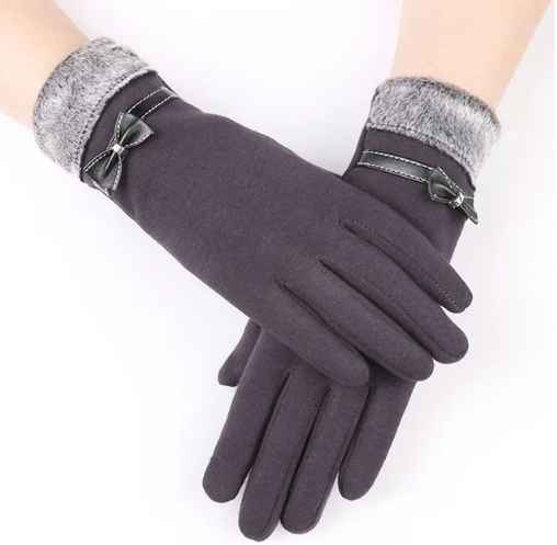 Gants isolants pour femmes avec poignet en fausse fourrure et écran tactile 7