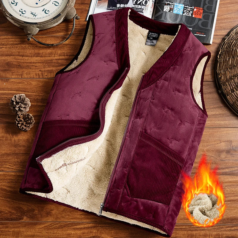 Gilet sans manches pour homme en laine épaisse avec doublure en polaire - Confort et élégance pour l'hiver