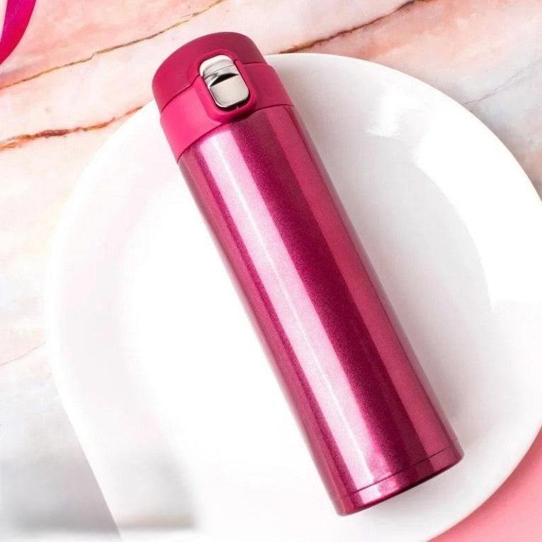 Calebasse en acier inoxydable 500 ml avec couvercle à ressort pour café, thé et voyage