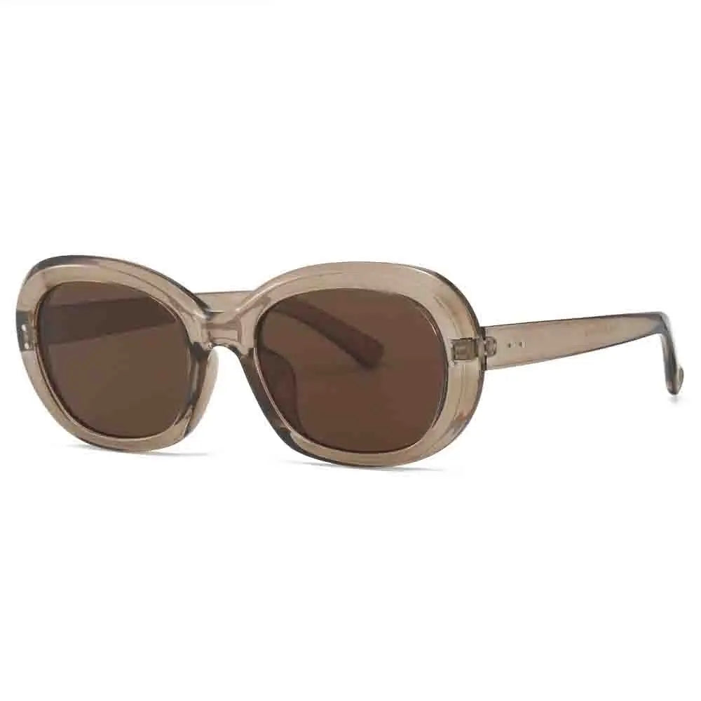 Lunettes de soleil rondes pour femmes UV400 - Modèle Manhattan en résine marron, design à la mode et confort optimal