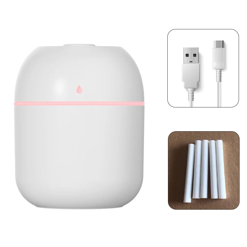 Mini humidificateur d'air portatif à ultrasons USB avec lampe DEL – Diffuseur d'arômes pour pièce et voyage