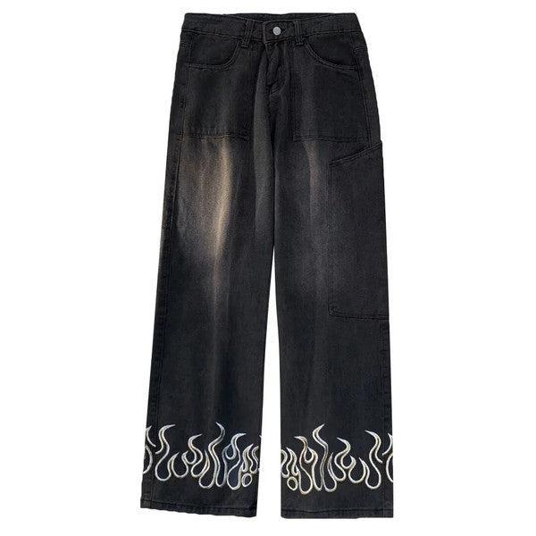 Jean en denim à motif flammes pour hommes et femmes - Divers styles et confort optimal