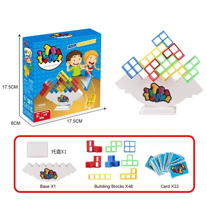 Colorful Tetra Tower Stacking Game – Educational Plastic Puzzle for Children and Adults, Cognitive and Social Development, 2 to 4 Players