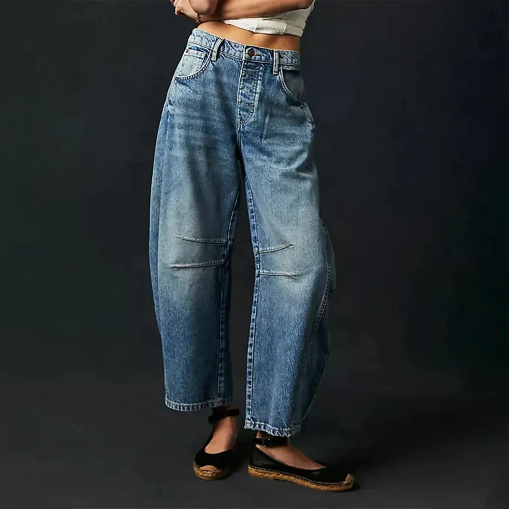 Jean confortable pour femme bleu taille M mélange de coton et d'élasthanne