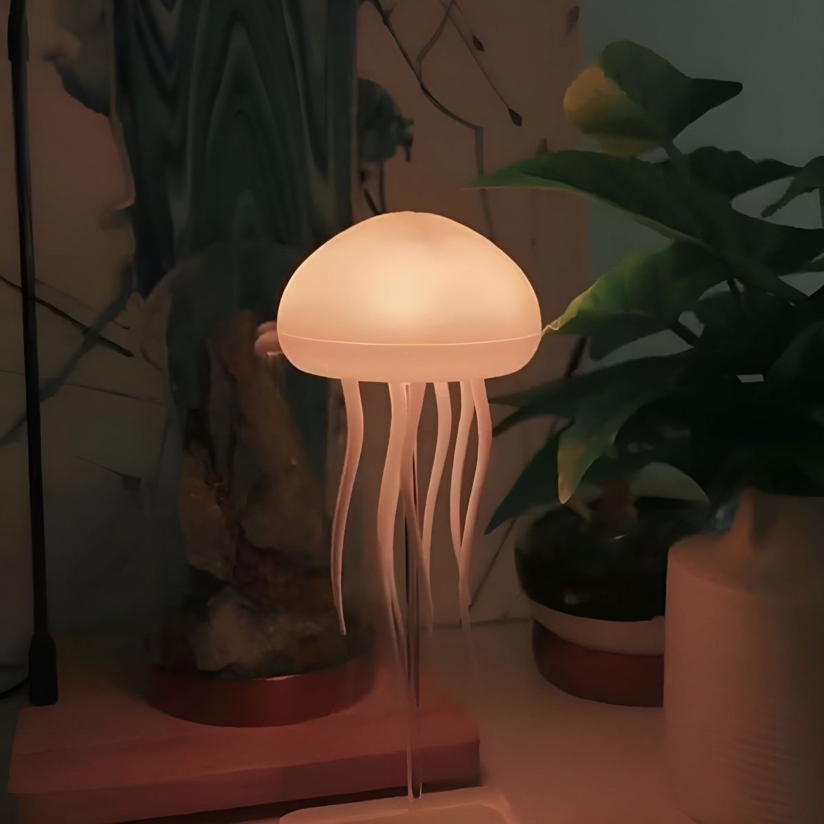 Lampe méduse à DEL avec éclairage RVB changeant de couleur et commande vocale – Ambiance apaisante pour usage intérieur