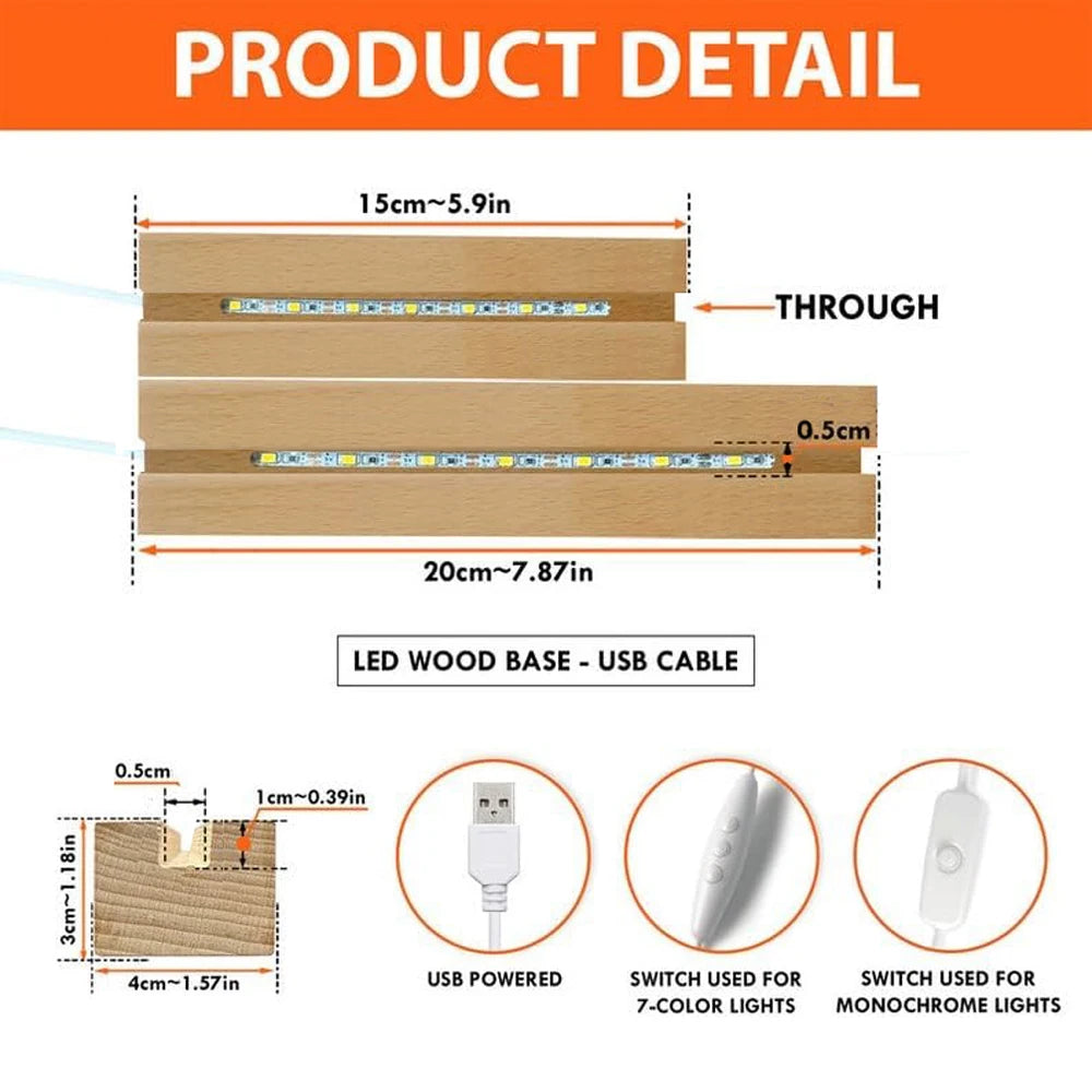 Lampe de chevet LED personnalisée avec motif de fleur du mois de naissance – Veilleuse en bois naturel pour le jardin de grand-mère