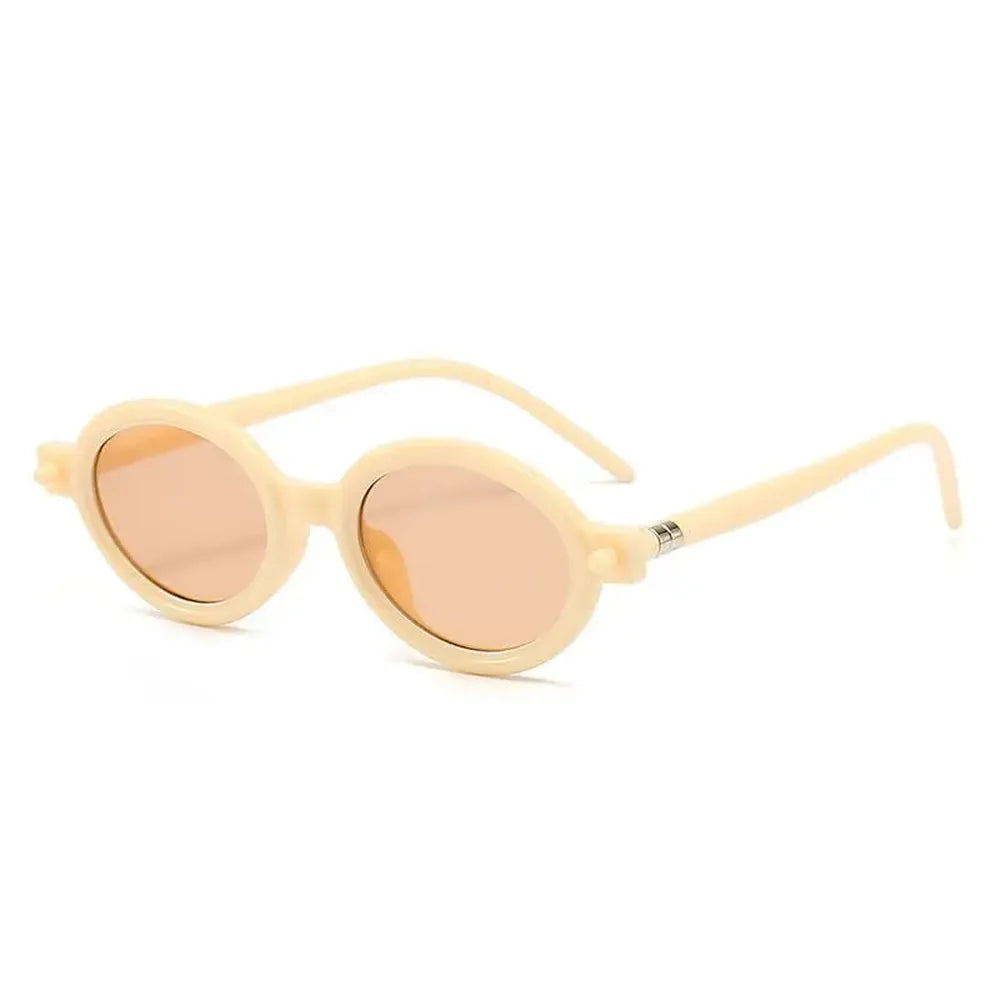 Round Beige Sunglasses for Women with UV400 Protection – Elegant and Trendy Accessory