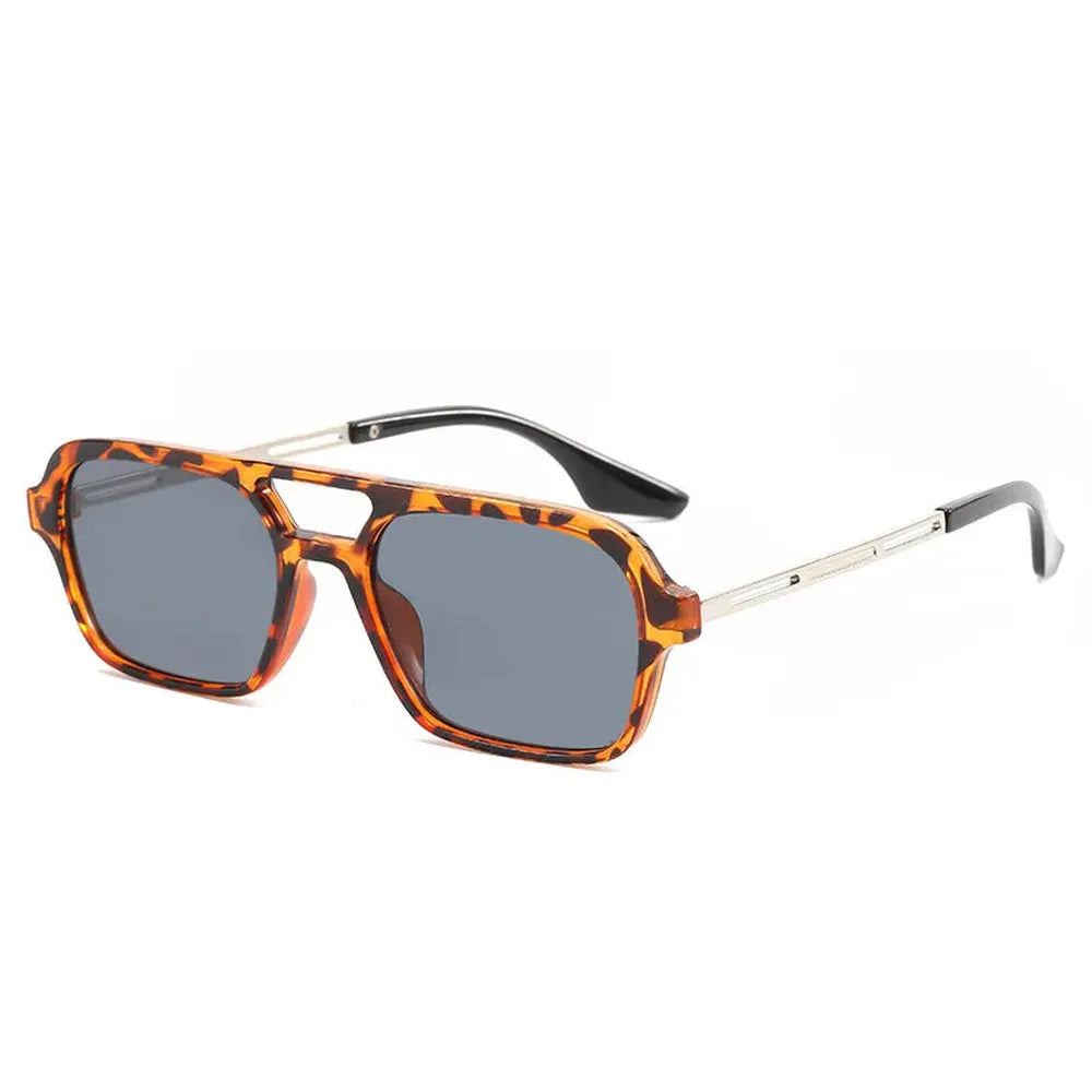 Lunettes de soleil rectangulaires de luxe pour femmes à motif léopard avec verres UV400 – Accessoire élégant et protecteur