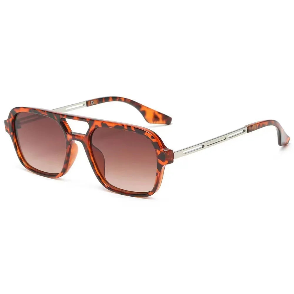 Women's Luxury Rectangular Leopard Sunglasses with Brown UV400 Lenses - Protection and Trendy Style