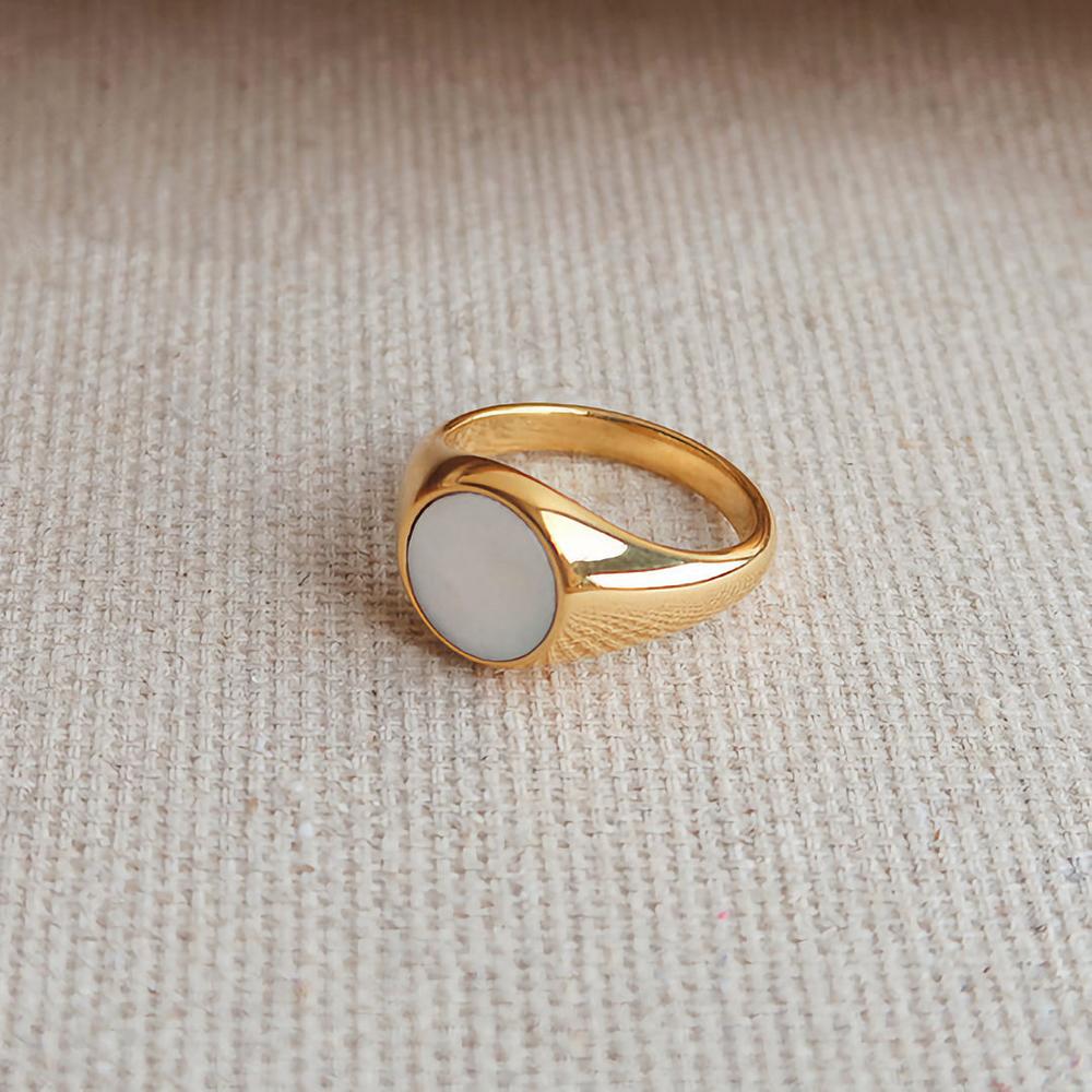 Bague femme en or taille 46,8-57,2 mm acier inoxydable perle d'eau douce