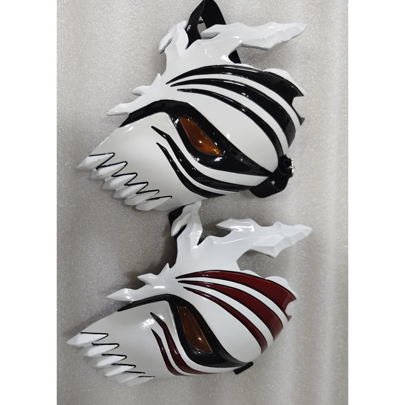 Ichigo Kurosaki Hollow Half-Face Mask in Acrylic – Cosplay and Halloween with Authentic Details and Amber Lenses